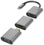 Adapter Hama USB-C - Mini DisplayPort + HDMI + VGA USB-C male, Mini DisplayPort female, hall