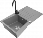 K&ouml;&ouml;givalamu koos kraaniga Mexen Cesar, graniit, 77 cm x 47 cm x 20 cm, must/hall