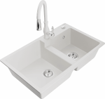 K&ouml;&ouml;givalamu koos kraaniga Mexen Tomas, graniit, 80 cm x 50 cm x 19 cm, valge