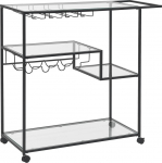3-korruseline ratastel k&auml;ru Beliani Marcola, must v., 103 cm x 40 cm x 94 cm