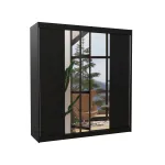 Riidekapp ADRK Perqs 200, must v., 58 cm x 200 cm x 215 cm, peegliga