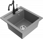 K&ouml;&ouml;givalamu koos kraaniga Mexen Vito Grey+Black, graniit, 49 cm x 52 cm x 21 cm, must/hall