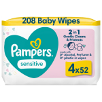 Puhastuslapid beebidele, naha puhastamiseks, lastele Pampers Sensitive, 4 x 52 tk