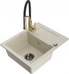 K&ouml;&ouml;givalamu koos kraaniga Mexen Enzo Aster, graniit, 57.6 cm x 46.5 cm x 17.4 cm, kuldne/must/beež