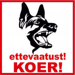 Hoiatuskleebis KURI KOER, 0.2 m x 20 cm