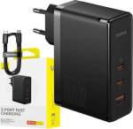 Telefoni laadija Baseus GaN5, USB Type-C, 8.5 cm, must v., 160 W