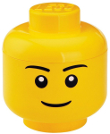 Hoiukast, m&auml;nguasjade jaoks LEGO&reg; Boy Storage Head Small, kollane v., 16 x 16 x 19.3 cm