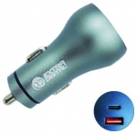 Auto laadija Extra Digital SC230211, USB/USB-C, helesinine, 36 W