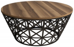 Kohvilaud Kalune Design Stil Metal Ferforje, must v./p&auml;hklipuu v., 90 cm x 90 cm x 38 cm
