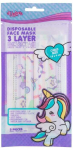 &Uuml;hekordne mask Unicorn Disposable Face Masks, valge v./mitmev&auml;rviline, 3 tk