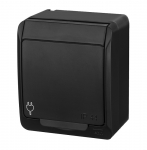 Pistikupesa Elektro-Plast Hermes 0324-09, maandusega, IP44, must