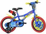 Lisaratastega laste jalgratas, laste Dino Bikes Sonic, sinine/punane/kollane, 16"