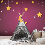 Fototapeet Artgeist Skyline - Violet Night Sky Landscape With Stars For Children, 70 cm x 100 cm