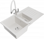 K&ouml;&ouml;givalamu koos kraaniga Mexen Matias Duo, graniit, 90 cm x 50.5 cm x 20 cm, valge