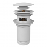 Sifoonikomplekt "click-clack" kaanega vannitoavalamu jaoks Laveo, 110 mm, click clack-funktsioon, valge v.