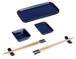 Sushi serveerimiskomplekt Homla Okinawa, 26.5 cm x 28 cm x 4 cm, sinine v., keraamiline