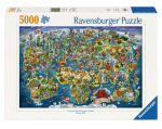 Pusle Ravensburger Illustrated World Map, 102 cm x 153 cm, 5000 tk, mitmev&auml;rviline