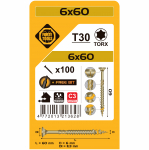 Puidukruvi, keeratavad puu sisse Forte Tools, 6 x 60 mm, kollane v., 100 tk