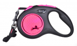 Automaatne jalutusrihm Flexi New Neon, must v./roosa v., S 5m