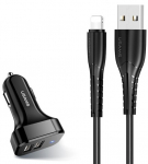 Auto laadija Usams NTU35LC13TZ, USB, must