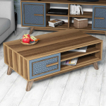 Kohvilaud Kalune Design Ayla, sinine v./p&auml;hklipuu v., 105 cm x 60 cm x 38.2 cm