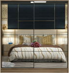 Riidekapp Kalune Design Kale 7165, pruun v., 220 cm x 52 cm x 210 cm, peegliga