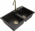 K&ouml;&ouml;givalamu Mexen Tomas, graniit, 80 cm x 50 cm x 19 cm, kuldne/must