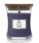 K&uuml;&uuml;nal, l&otilde;hna WoodWick Mini Hourglass Hinoki Dahlia, 30 h, 85 g, Violetne v.