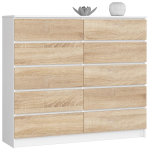 Kummut Akord Furniture Factory K140, valge v./sonoma tamm v./hele pruun v., 121 cm x 138 cm x 40 cm