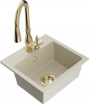 K&ouml;&ouml;givalamu koos kraaniga Mexen Milo, graniit, 43 cm x 41 cm x 17.1 cm, kuldne/pruunikas