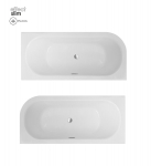 Vann, sisseehitatav Deante Besco Avita Slim+, 160 cm x 75 cm x 42 cm, parempoolne, valge/kroom