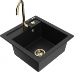 K&ouml;&ouml;givalamu koos kraaniga Mexen Vito, graniit, 49 cm x 52 cm x 21 cm, kuldne/must