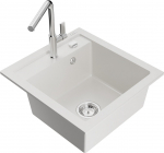 K&ouml;&ouml;givalamu koos kraaniga Mexen Vito, graniit, 49 cm x 52 cm x 21 cm, valge