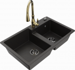 K&ouml;&ouml;givalamu koos kraaniga Mexen Tomas, vaik/graniit, 80 cm x 50 cm x 19 cm, kuldne/must