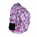 Kooli seljakott Milan Alien, roosa v./violetne v., 30 cm x 17 cm x 46.5 cm