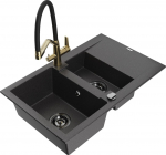 K&ouml;&ouml;givalamu koos kraaniga Mexen Gaspar, graniit, 73.7 cm x 47.5 cm x 17.7 cm, black granite+black/gold v.