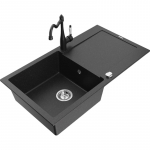 K&ouml;&ouml;givalamu koos kraaniga Mexen Leo, graniit, 90 cm x 50 cm x 19 cm, metallic black/silver+black