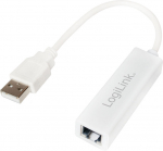 Adapter Logilink USB 2.0 To Fast Ethernet RJ45 USB 2.0 A male, RJ-45 female, valge v.
