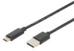 Juhe Digitus USB / USB-C USB C male, USB male, 3 m, must v.