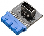 Adapter Akasa AK-CBUB51-BK USB 3.0 19-pin motherboard header, USB 3.1 20-pin Key A connector, mitmev&auml;rviline