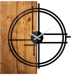 Kvartsseinakell Wallity Wooden Clock 38, must v./p&auml;hklipuu v., 56 cm x 3 cm