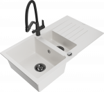 K&ouml;&ouml;givalamu koos kraaniga Mexen Matias Duo, graniit, 90 cm x 50.5 cm x 20 cm, valge/must