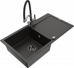 K&ouml;&ouml;givalamu koos kraaniga Mexen Leo Metallic black/gold+Black/Chrome, graniit, 90 cm x 50 cm x 19 cm, metallic black/gold+black/chrome