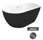 Vann, teisaldatav Besco Navia Black&White, 160 cm x 80 cm x 60 cm, ovaalne, valge/must