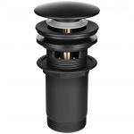 Sifoonikomplekt "click-clack" kaanega vannitoavalamu jaoks Laveo, 110 mm, click clack-funktsioon, must v.