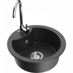 K&ouml;&ouml;givalamu koos kraaniga Mexen Diego, graniit, 48.8 cm x 48.8 cm x 16.7 cm, black granite+chrome