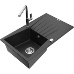 K&ouml;&ouml;givalamu koos kraaniga Mexen Cesar, graniit, 77.5 cm x 47 cm x 19 cm, metallic black/silver+chrome