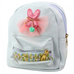 Laste seljakott, j&auml;nku kaunistusega, valge v., 18 cm x 7 cm x 20 cm