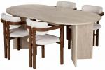 S&ouml;&ouml;gitoa komplekt Kalune Design Meridia 4, valge v./p&auml;hklipuu v./travertine v.