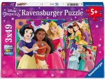 Pusle 3in1 Ravensburger Disney Princesses, 21 cm x 21 cm, 147 tk, mitmev&auml;rviline